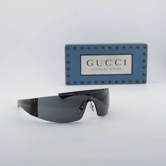 Gucci GG1958S 002 Shield Sunglasses - Shiny Dark Ruthenium/Grey display picture 2